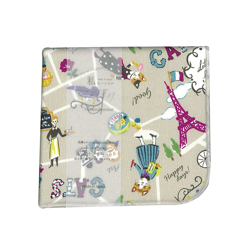 Soffyパイルハンカチ　SHOPPING CAT/BE